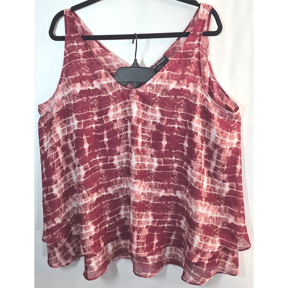 Lane Bryant Shirt Plus Size 18 Burgundy Tie‎ Dye Tank Top Blouse Sleeveless Cami